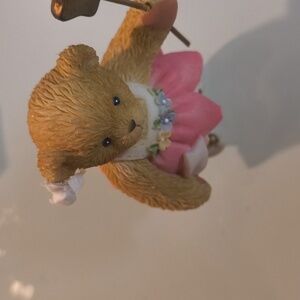 Charming Teddy Bear Figurine with Pink Accents